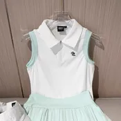 New Summer Golf Clothing Women's Sleeveless T-shirt Half-zip Lapel Tops Quick-drying Breathable Golf Skirt Set Tennis Wear