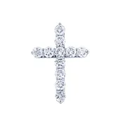 14k White Gold CVD Diamond Cross Pendant