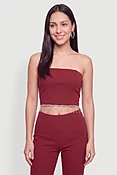 Rhinestone Fringe Strapless Crop Top