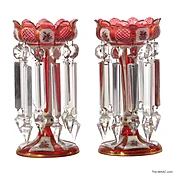 A Fine Pair of Bohemian Overlay Glass Lusters