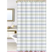 Homewear Blue Wide Stripe Yarn Dyed Shower Curtain with Buttonhole Top