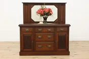 Arts & Crafts Antique Carved English Sideboard Server Buffet #51798