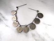 Antique 1800s Love Token Family Coin Silver 8 Seated Liberty Dimes Lapel Fur Hat Stick Pin ETC7607