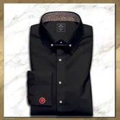 Black Business Shirt Mens – Luxury Giza Cotton Twill Pin Collar Dress Shirt