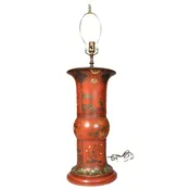 Berlinware Scarlet Cold Painted Vase in the Chinese Style Mounted as a Lamp