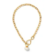 Big + Bold Gold Pearl Link Necklace