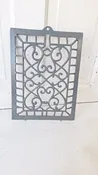 10 x 13 Raised Wall Vent Cover, Antique Cast Iron Ornate Register Grate