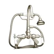 1-1/2 in Diameter Goose Neck Deck Mount Tub Faucet, Brushed Nickel