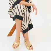 ANONYMOUS SOPHIE 20 CRACKLED METALIC GOAT SANDALS