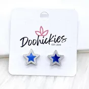 Blue & Silver Stars Stud Earrings