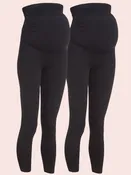 Maternity Bump and Back Support Leggings - Built-In Belly Band 2-Pack