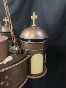 1920s Copper and Brass Convent Chandelier w/ Speaker GS011014