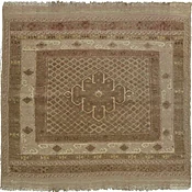 Afghani Hand Knotted Square Soumak Rug