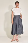 Celia Skirt • Japanese Weave Pinstripe Indigo