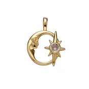 14K Gold Filled Clear CZ Celestial Star Crescent Moon Open Pendant