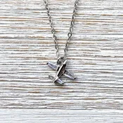 Airplane necklace dainty jewelry crystal silver necklace