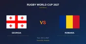 Georgia vs Romania Tickets - Rugby World Cup 2027 Townsville