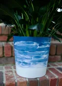 "Blue Marble" Hand-painted Planter pot 10"