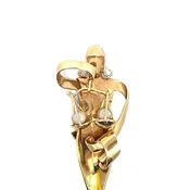 14KY gold, with opal accents Trabert and Hoeffer Mauboussin 'Scales of Justice' brooch