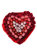“Heart” – Fruit Arrangement with Roses, Strawberries & Macarons