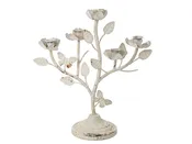 3 Candle Stand with Flowers, White