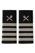 Epaulets Silver with Knife & Fork
