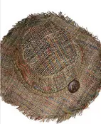 Woodstock Boogie Woven Hemp Hat with Wood Peace Sign Button