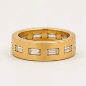Astor Baguette Diamond Band in 20K Peach Gold- 6mm