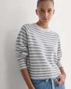 The Boxy Crew in Cashmere | Grey Stripe