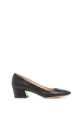 Agathe Low Heel Pump in Black Leather