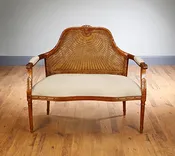2 Seater Cane Back Upholstered Seat