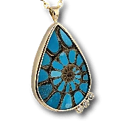 Turquoise Inlaid Ammonite Pendant