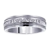 0.60 CT Princess Cut Diamond Men's Ring in White/Yellow/Rose Gold Channel Setting
