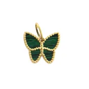 18 Karat Solid Yellow Gold Malachite Butterfly Pendant