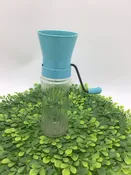 Androck Nut Grinder Chopper Turquoise Lid Glass Jar 1950s