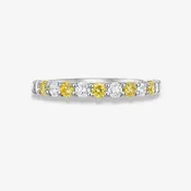 0.80ctw Alternating Intense Yellow & White Round Diamond Halfway Band