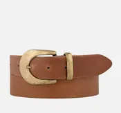 Andrea Classic Leather Belt with Gold Buckle - Taupe