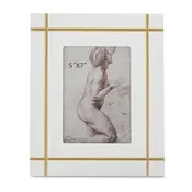 11.75 Inch Gold Inlay White Photo Frame (5x7)