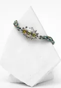 10k Gold, Green Tourmaline and Diamond Bracelet