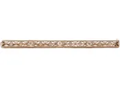 14K Gold Art Deco Diamond Bar Brooch Pin with Filigree - VHK#663