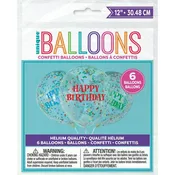 12in H. Birthday Latex Balloons with Multi Tissue Confetti  6ct