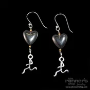Silver "Hermes" Runner w/ Hematite Heart Hook Earrings