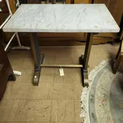 Wood Framed French Art Deco Bistro Table w/ Marble Top — Architectural Salvage