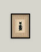 Black Cat On Stripes Framed Print, 7x9