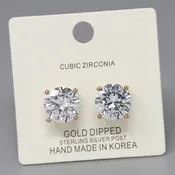 12 MM Cubic Zirconia Basket Setting Stud Earrings