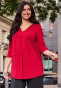 V Neck Pleat Front Tunic