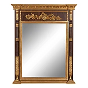 A Neoclassical Style Parcel-Gilt Walnut Mirror