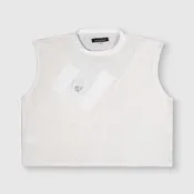white 'all-over reroll' cropped tank top