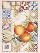 'Azulejos Arancio' Orange Kitchen Towel