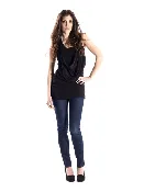 Black Top with Leather Detail